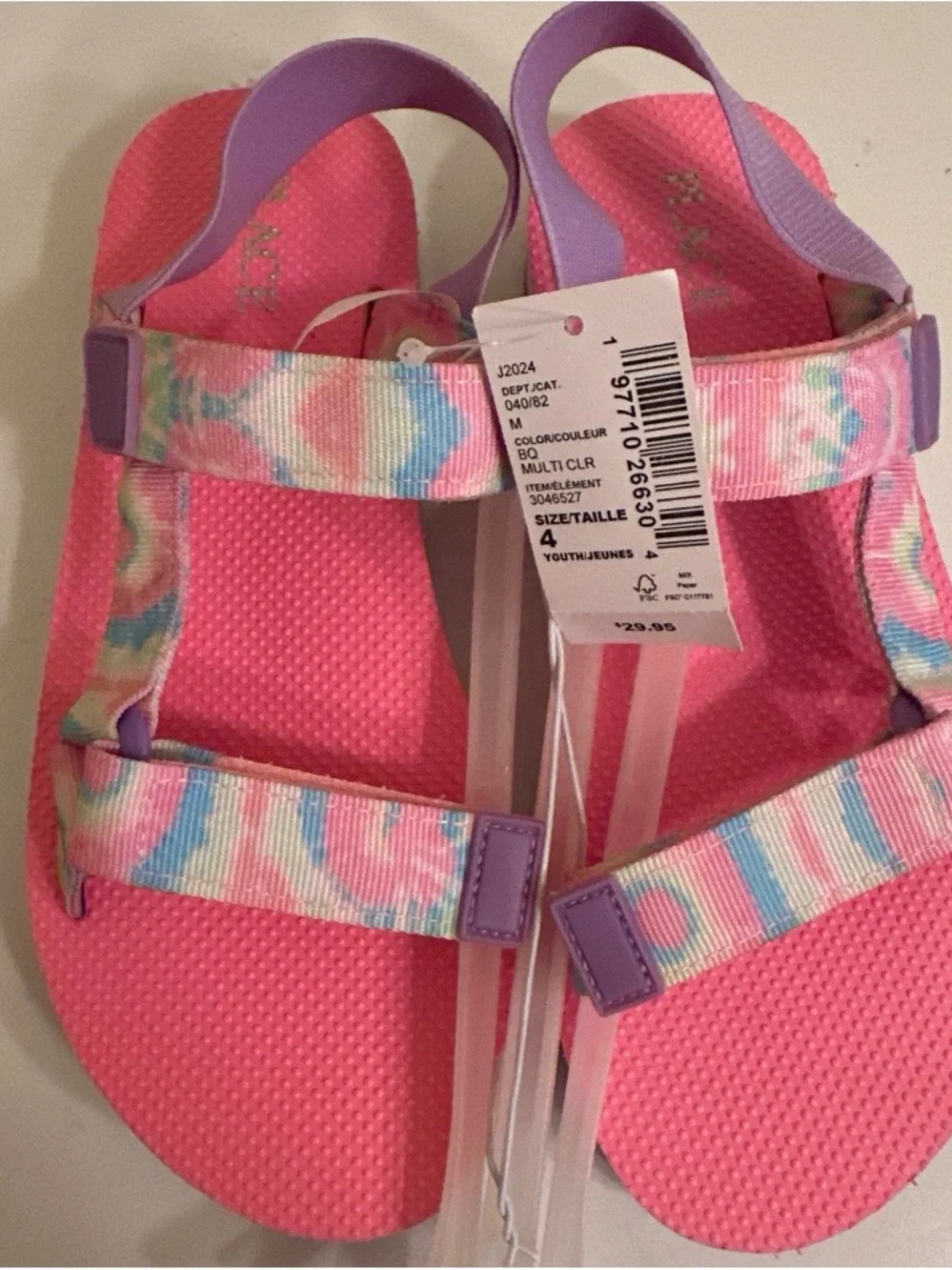 The Children's Place Pink Pastel Tie-Dye Strap Sandals